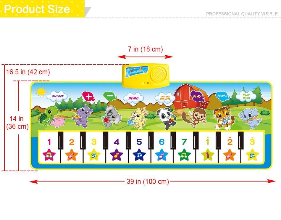 Animals Musical Mat Carpet with 10 Keys by Stevvex, kid piano mat with animal scenes on Tampa Home & Garden Store