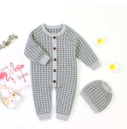Stevvex newborn romper with plaid hat and wooden buttons and star pattern for boys and girls on Tampa Home & Garden Store