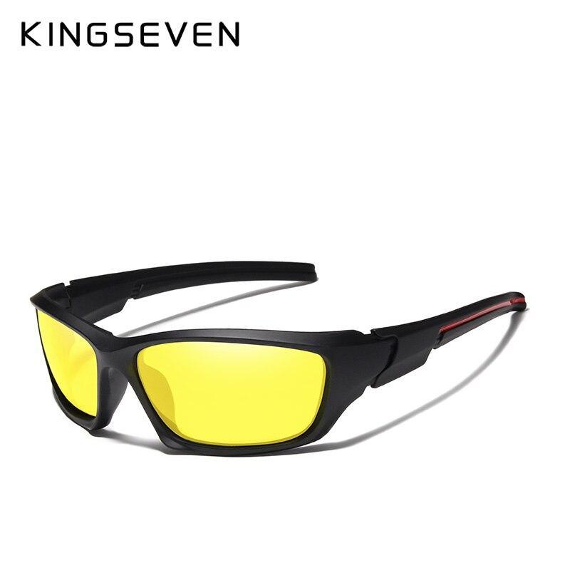 Kingseven sport polarized sunglasses with black TR90 frame and yellow mirrored lenses on Tampa Home & Garden Store