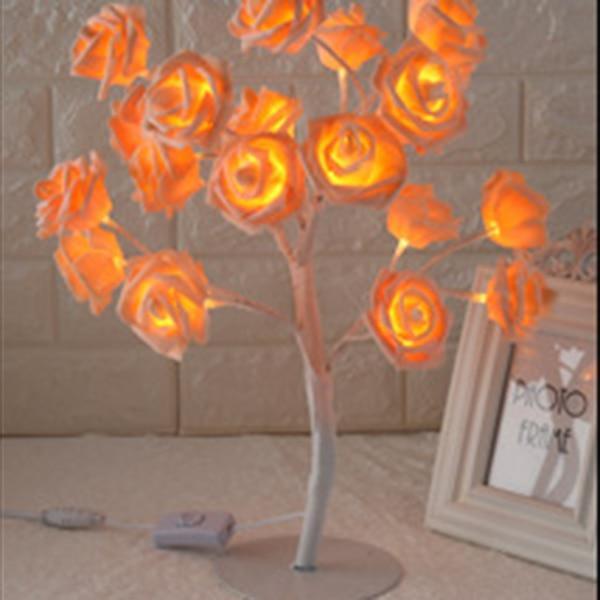 Stevvex rose-shaped table lamp tree with warm orange petals, light for living room on Tampa Home & Garden Store