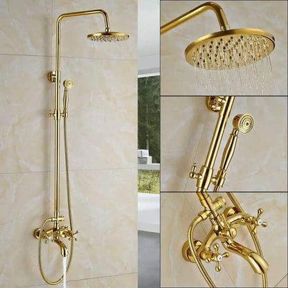 Juego de grifo de ducha de 3 vías con boquilla de lluvia y cascada