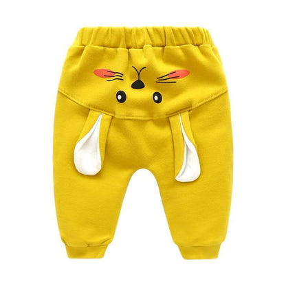 Stevvex yellow cartoon bunny baby pants with high waist for kids on Tampa Home & Garden Store