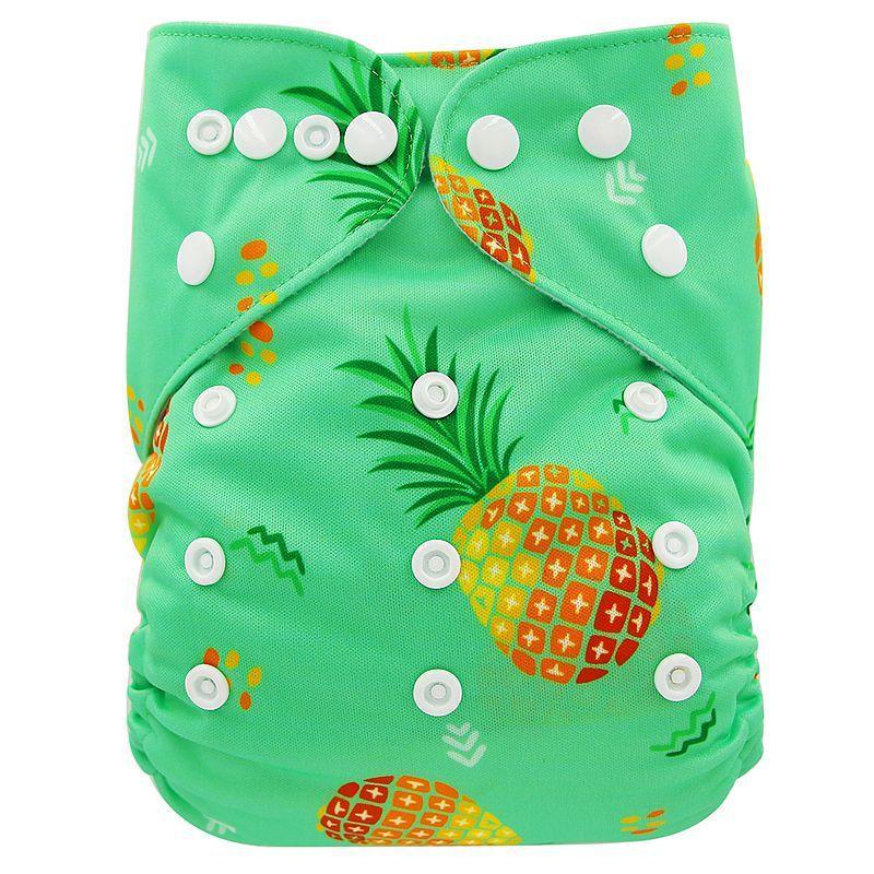 Stevvex baby cloth diaper reusable nappies, green pineapple print, unisex pocket diaper on Tampa Home & Garden Store