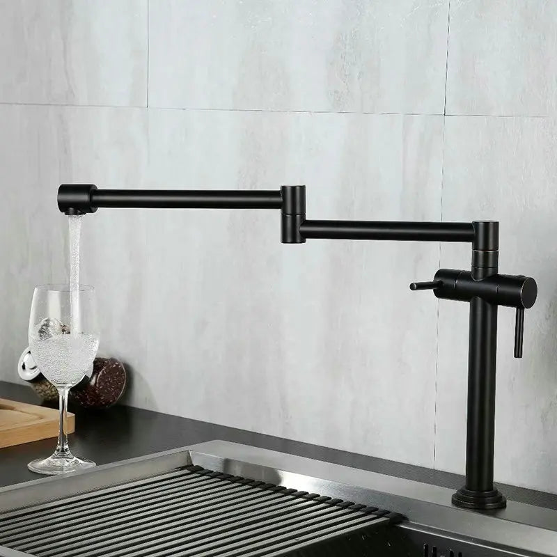 DecorBites solid brass deck-mounted kitchen faucet with matte black finish on Tampa Home & Garden Store