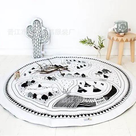 Cotton Baby Round Play Mat with Zipper Washable