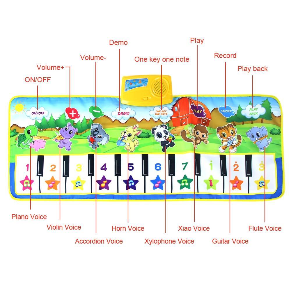 Stevvex Animals Musical Mat Carpet with 10 Keys piano, colorful interactive toy on Tampa Home & Garden Store