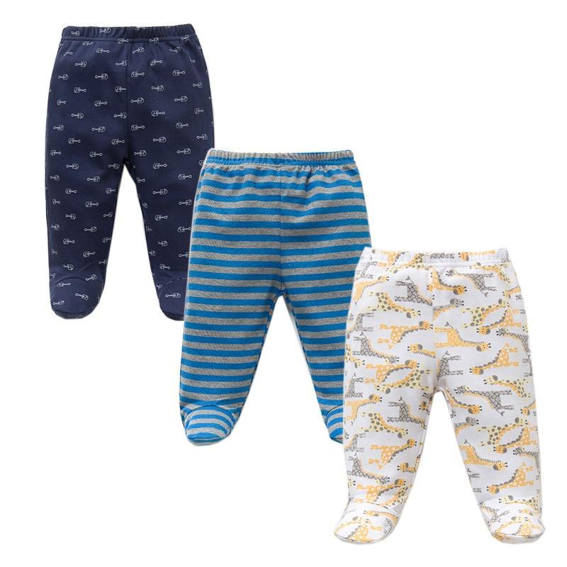 3Pcs Baby Pants navy pattern, blue striped, giraffe-print white unisex 100% cotton Stevvex on Tampa Home & Garden Store