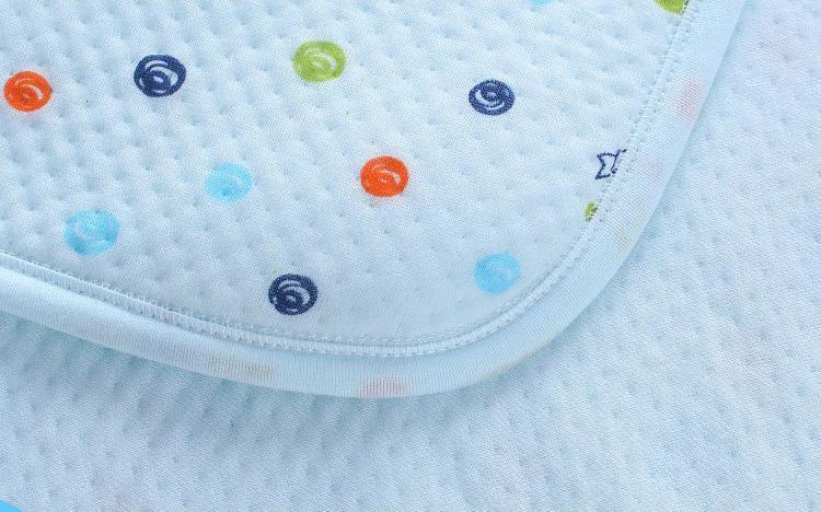 Cotton infant sleeping bag envelope in light blue with polka dots, Stevvex swaddling blanket on Tampa Home & Garden Store