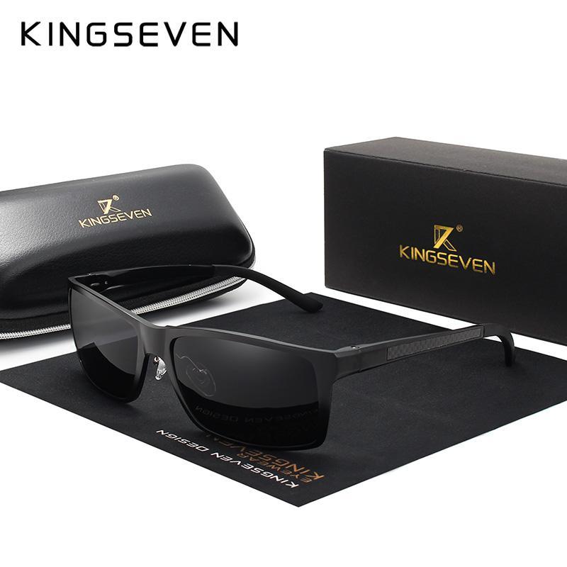 Stevvex unisex polarized sunglasses with black aluminum frame and UV400 lenses KINGSEVEN box on Tampa Home & Garden Store