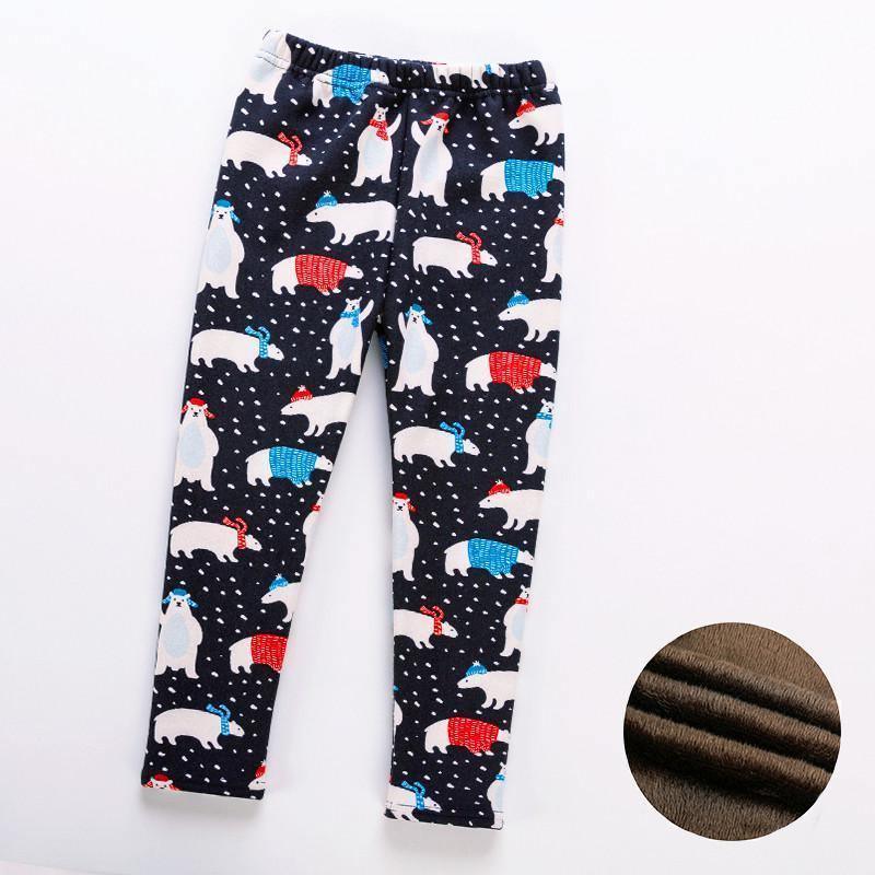 ST15BY20598POLKA polar bear print thick fleece-lined kids leggings navy blue Stevvex on Tampa Home & Garden Store