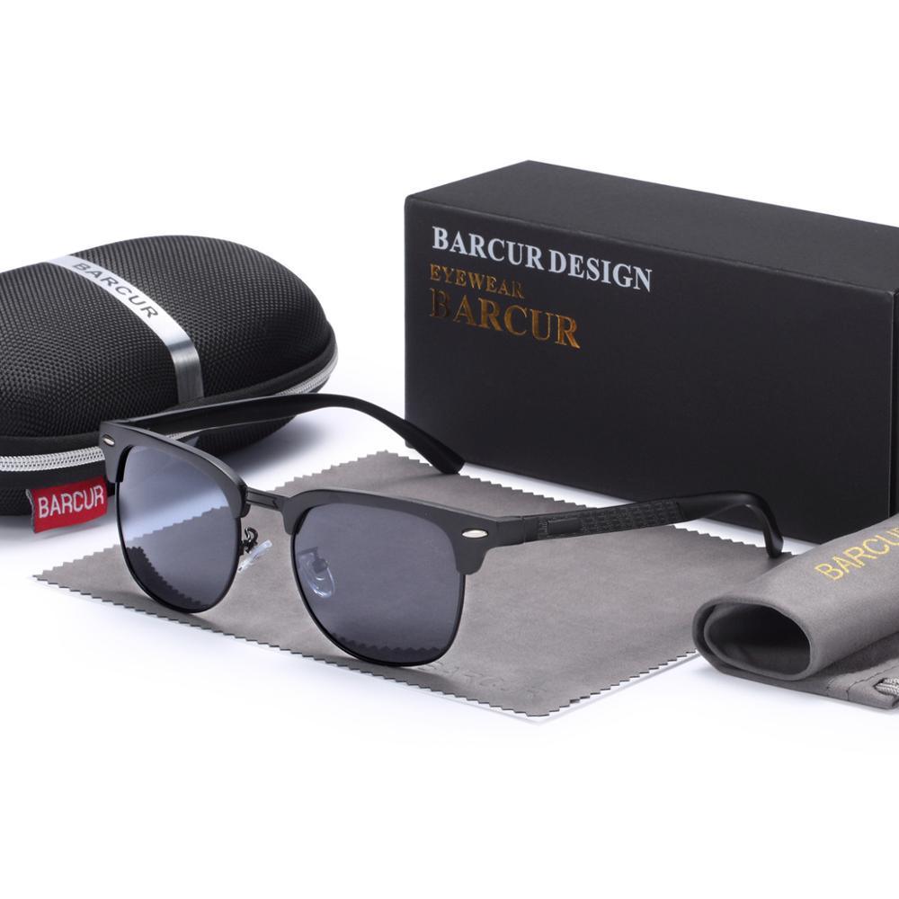 Barcur design sunglasses with black aluminum frame and polarized UV400 lenses on Tampa Home & Garden Store