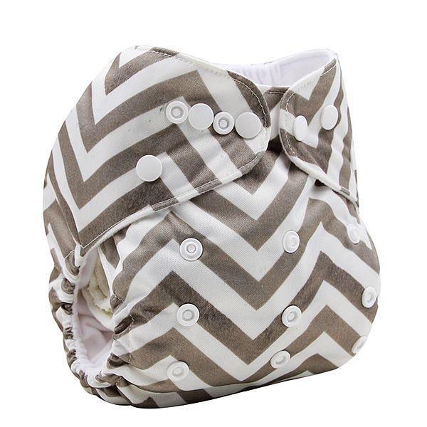 Stevvex baby cloth diaper reusable nappies with brown white chevron pattern, waterproof pocket on Tampa Home & Garden Store
