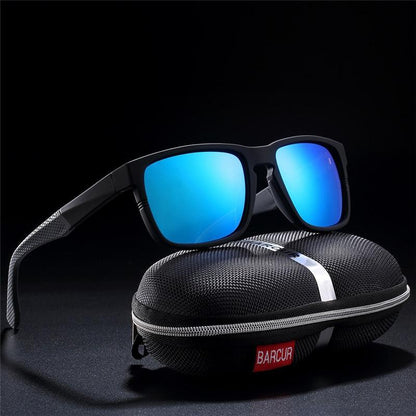 Stevvex matte black sunglasses with blue mirrored lenses polarized UV400 eye protection on Tampa Home & Garden Store