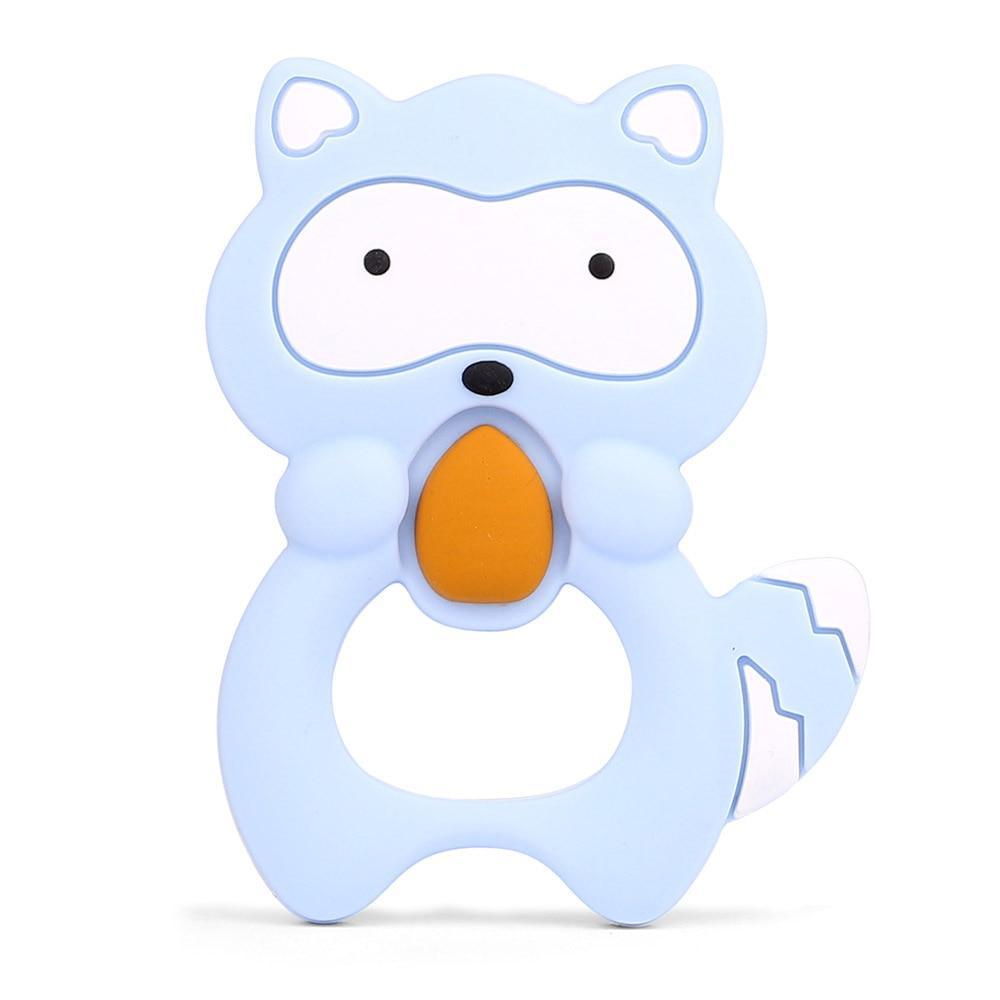 Stevvex blue animal silicone teether with orange center ring, BPA free baby teether toy on Tampa Home & Garden Store
