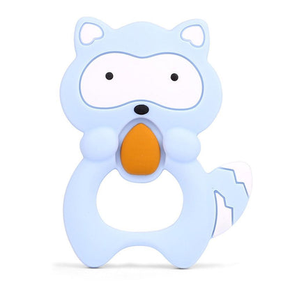 Stevvex blue animal silicone teether with orange center ring, BPA free baby teether toy on Tampa Home & Garden Store