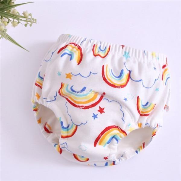 Stevvex 6-layer baby cotton training pants cloth diaper rainbow print, breathable, reusable on Tampa Home & Garden Store