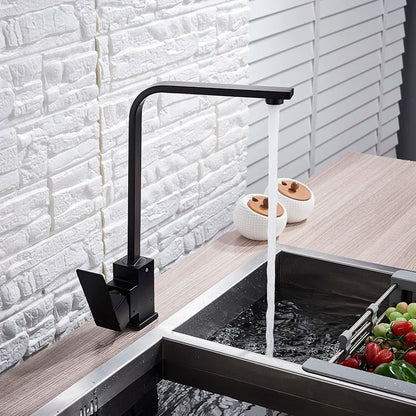 DecorBites kitchen faucet black matte gooseneck with single-handle hot/cold mixer on Tampa Home & Garden Store