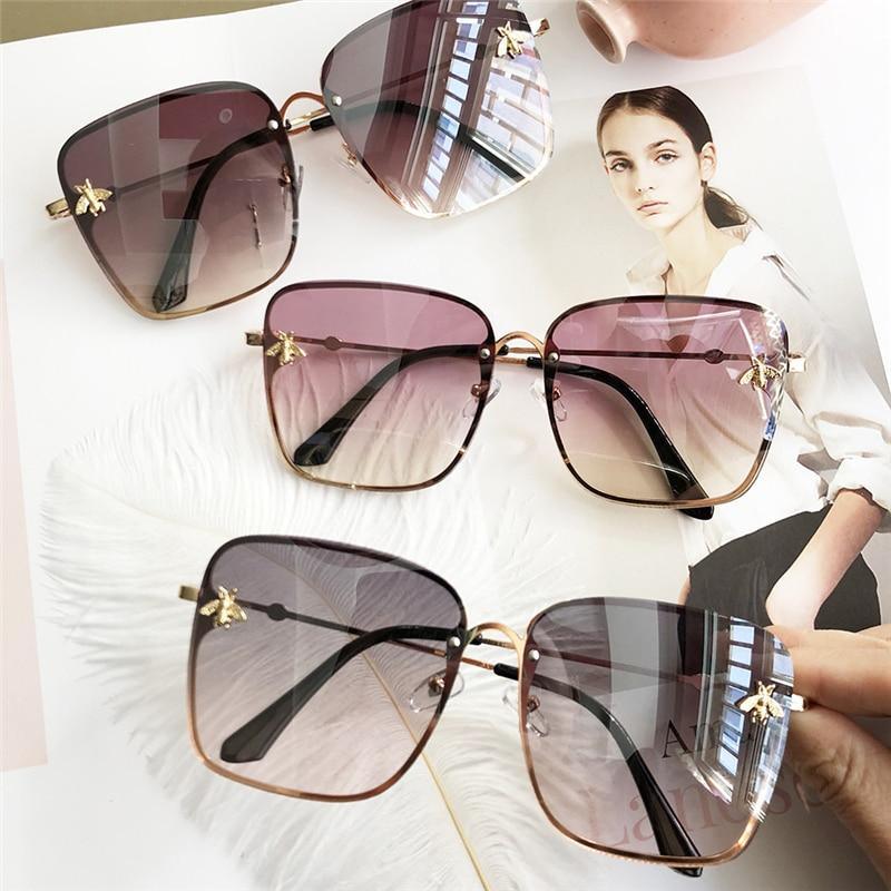 Stevvex oversize square sunglasses set 4 pairs with gradient lenses and gold frames UV400 on Tampa Home & Garden Store