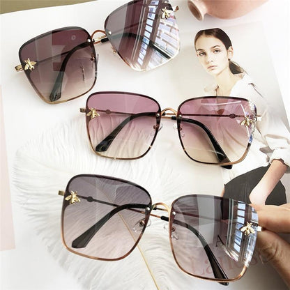Stevvex oversize square sunglasses set 4 pairs with gradient lenses and gold frames UV400 on Tampa Home & Garden Store