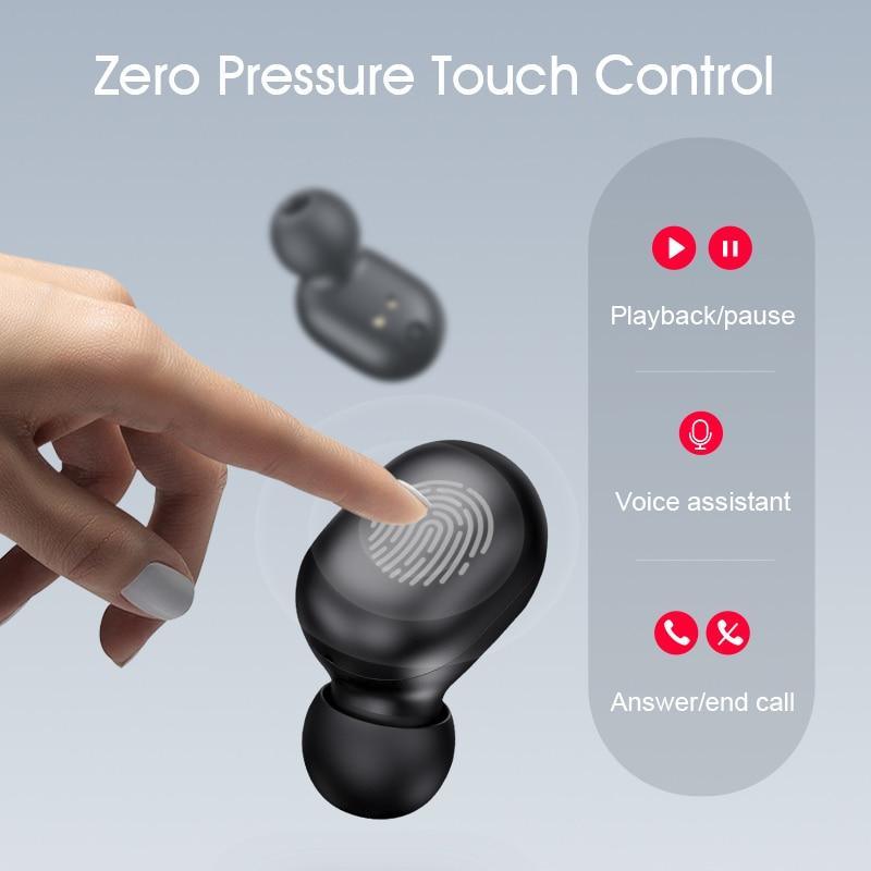 Fingerprint Touch Bluetooth Earphones black wireless earbuds with touch sensor two units on Tampa Home & Garden Store