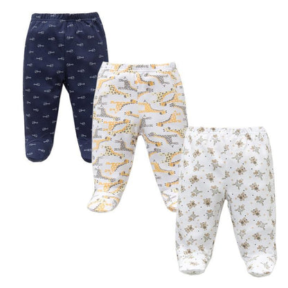3PCS Stevvex baby pants set 100% cotton unisex newborn bottoms navy and white cute prints on Tampa Home & Garden Store