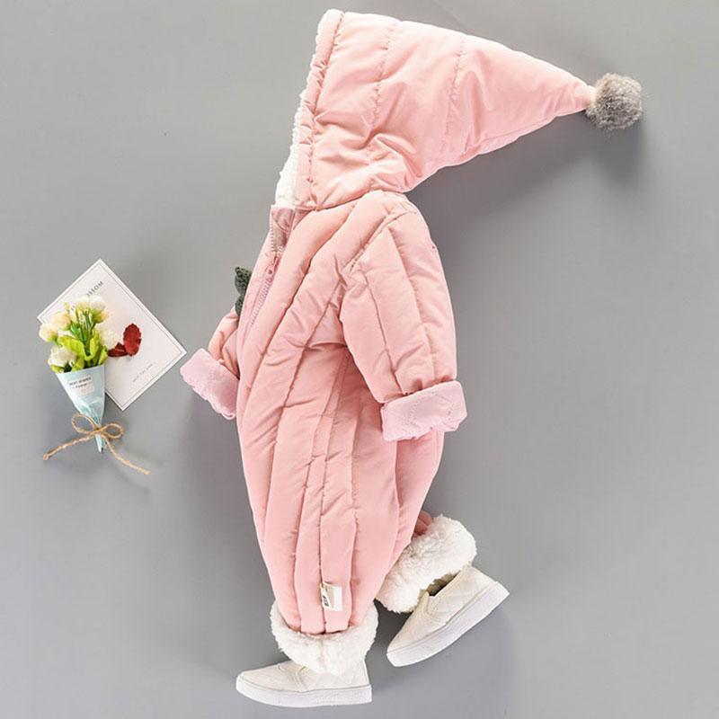 Stevvex pink newborn hooded jumpsuit with plush fur cuffs, unisex baby wear ST15BY25480TEREK on Tampa Home & Garden Store