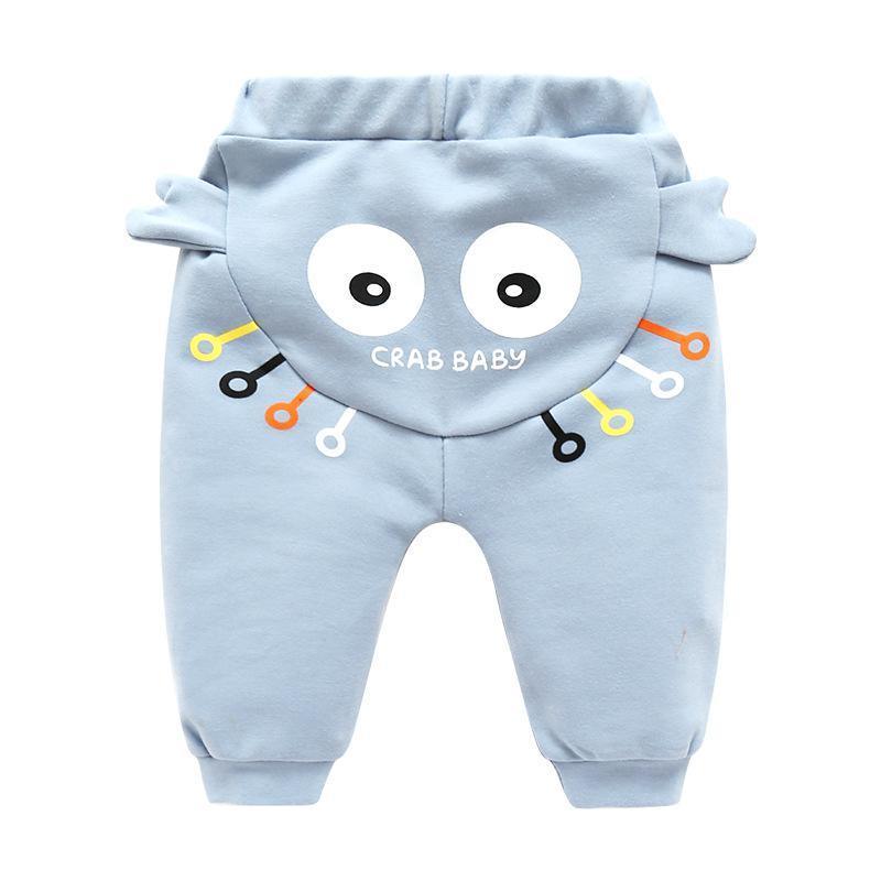 Stevvex baby pants light blue cartoon crab design with big eyes and accents, unisex on Tampa Home & Garden Store