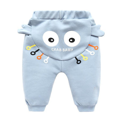 Stevvex baby pants light blue cartoon crab design with big eyes and accents, unisex on Tampa Home & Garden Store