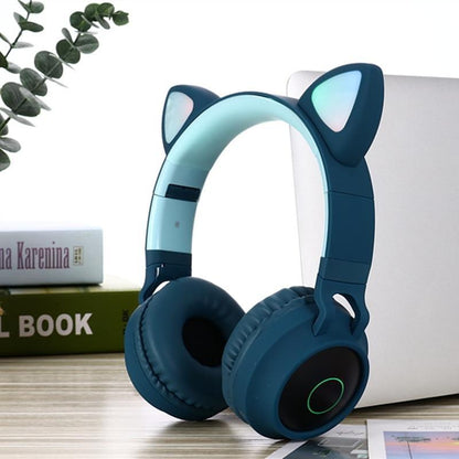 Stevvex LED cat-ear over-ear headphones blue with mic Bluetooth 5.0 kids headset on Tampa Home & Garden Store