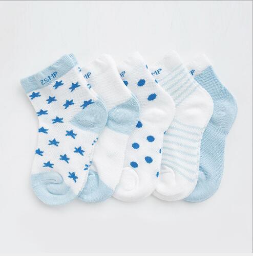 Stevvex 5-pair kids' mesh socks set, ultra-thin breathable blue/white with stars and stripes on Tampa Home & Garden Store