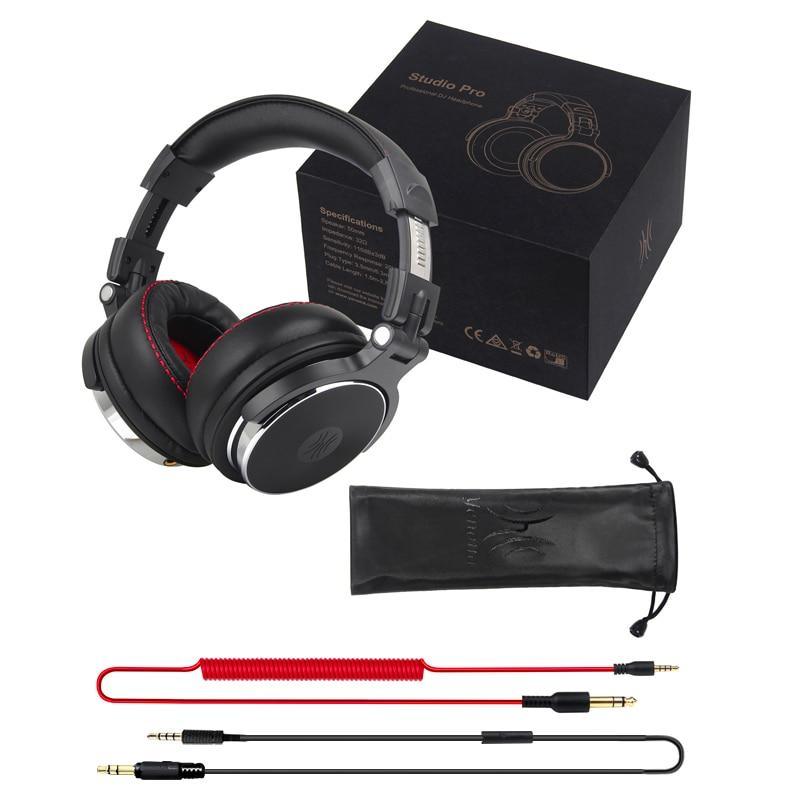 Stevvex wired pro DJ headphones with mic over-ear black two cables and pouch on Tampa Home & Garden Store