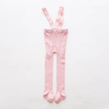 Pink newborn baby pants with high waist and cross-back suspenders, Stevvex knit tights on Tampa Home & Garden Store
