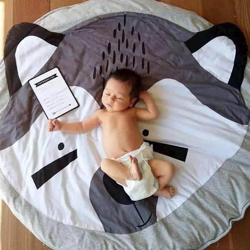 Cotton Baby Round Play Mat with Zipper Washable