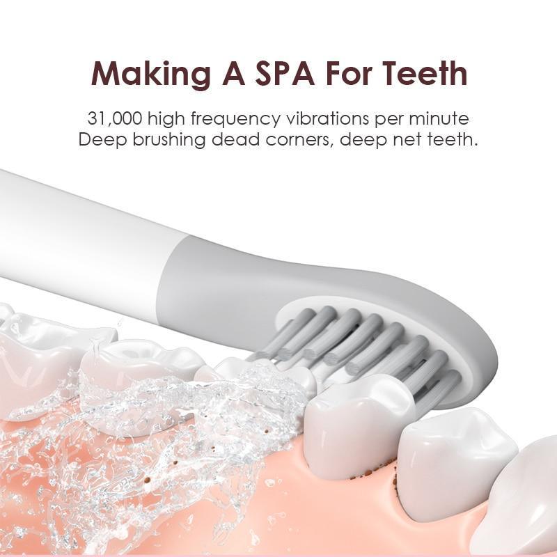 Sonic toothbrush Stevvex ST16GG7534NE, white gray travel electric with replaceable heads on Tampa Home & Garden Store