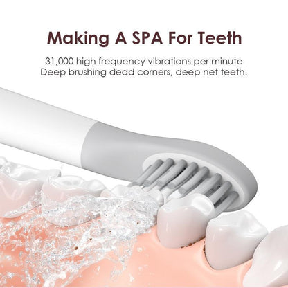 Sonic toothbrush Stevvex ST16GG7534NE, white gray travel electric with replaceable heads on Tampa Home & Garden Store