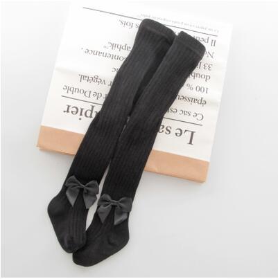 Children Bowknot Tights black cotton knit baby tights Stevvex twin pair on Tampa Home & Garden Store