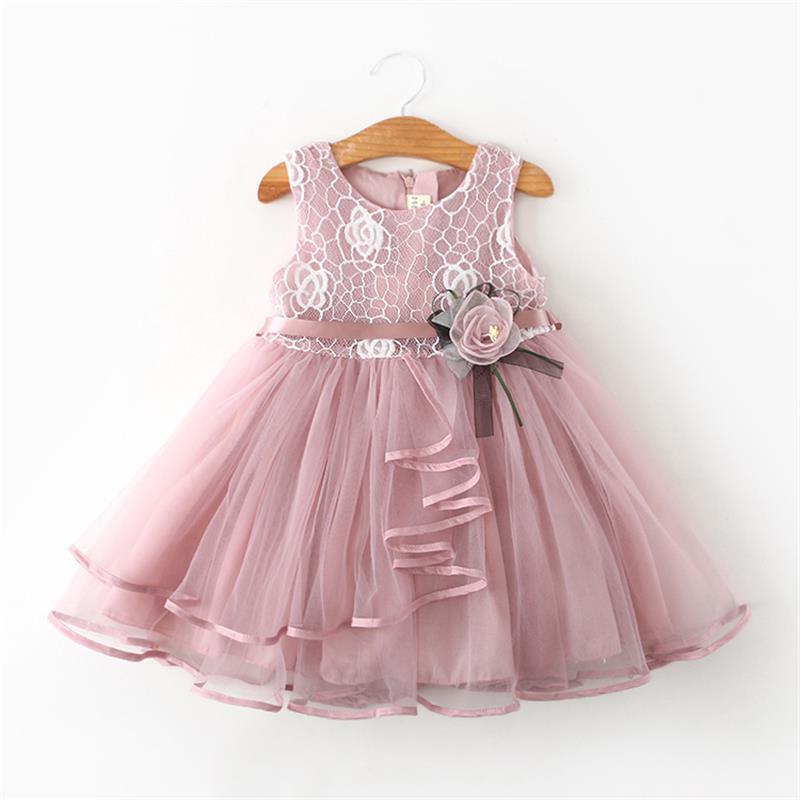 Newborn baby dress by Stevvex pink lace bodice with tulle skirt and floral sash on Tampa Home & Garden Store