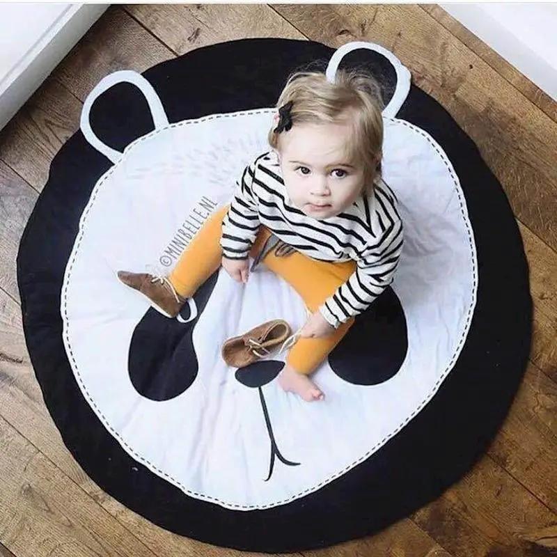 Cotton Baby Round Play Mat with Zipper Washable