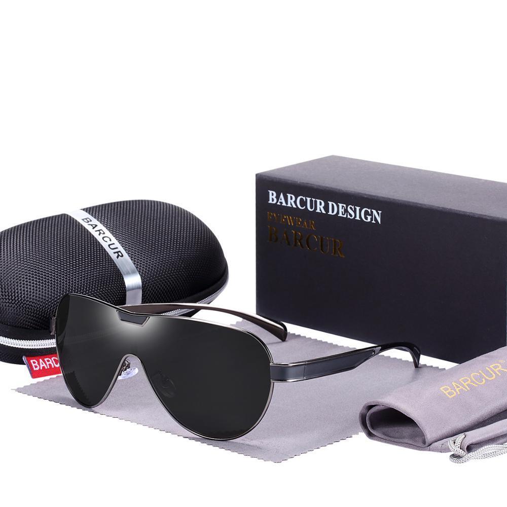 Barcur polarized sunglasses with black lenses and metal frame, UV400 protection on Tampa Home & Garden Store