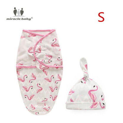 Baby swaddle blanket with cap by Stevvex, pink flamingo print, size S on Tampa Home & Garden Store