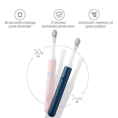 Sonic toothbrush Stevvex electric pink and navy with brush heads for adults, 2 pcs on Tampa Home & Garden Store