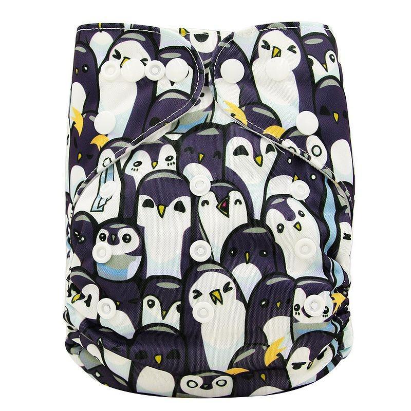 Baby cloth diaper Stevvex penguin print, purple waterproof pocket diaper snaps on Tampa Home & Garden Store