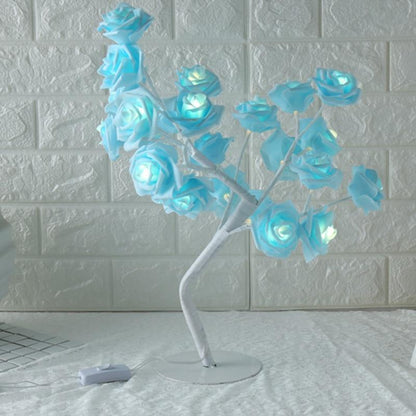 Rose Shaped Table Lamp blue rose blossoms decorative light by Stevvex on Tampa Home & Garden Store