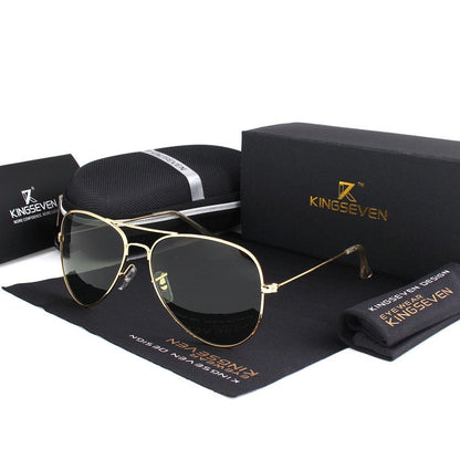 Kingsseven aviator sunglasses with gold metal frame and polarized lenses, black case on Tampa Home & Garden Store