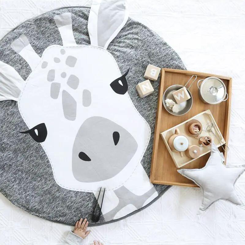 Cartoon Animals Baby Play Mat Round Pad for Kids