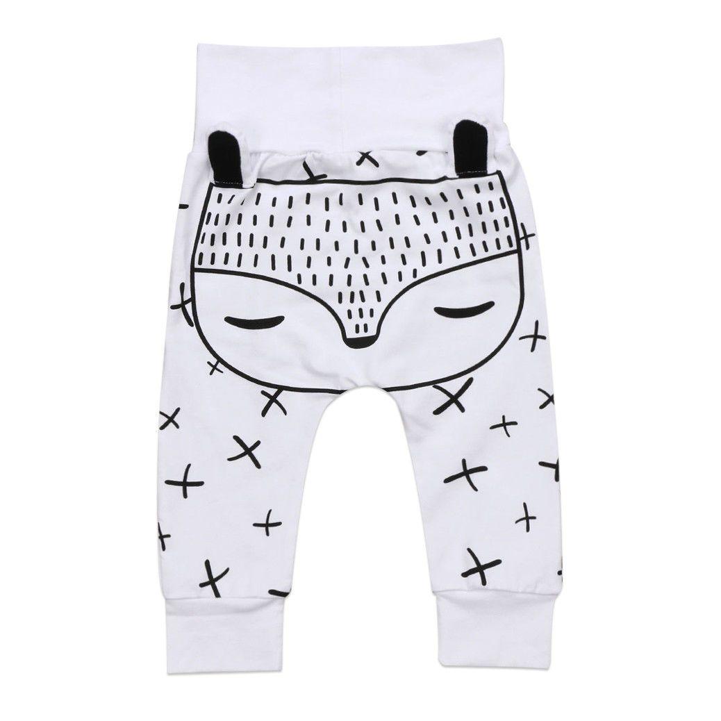 Stevvex baby pants 0-24M white long pants with panda face print and cuffed ankles on Tampa Home & Garden Store
