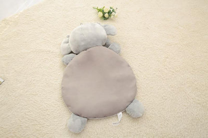Modern Plush Climbing Carpet Play Mat beige cotton with elephant & fox design for newborns on Tampa Home & Garden Store