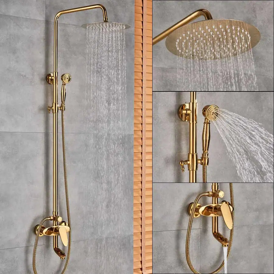 Juego de grifo de ducha de 3 vías con boquilla de lluvia y cascada