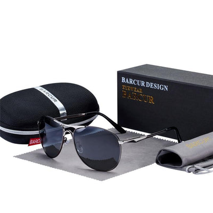 Sunglasses Barcur aviator with polarized lenses, UV400 protection, black frame on Tampa Home & Garden Store