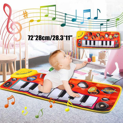 Stevvex kids piano keyboard play mat red musical carpet with oversized keys for toddlers on Tampa Home & Garden Store